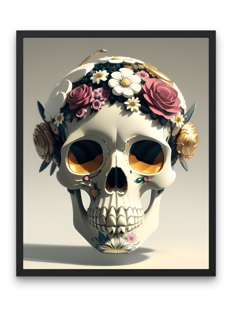 Постер для декора красивый череп и цветы арт О! Мой Постер 155303608 купить  в интернет-магазине Wildberries