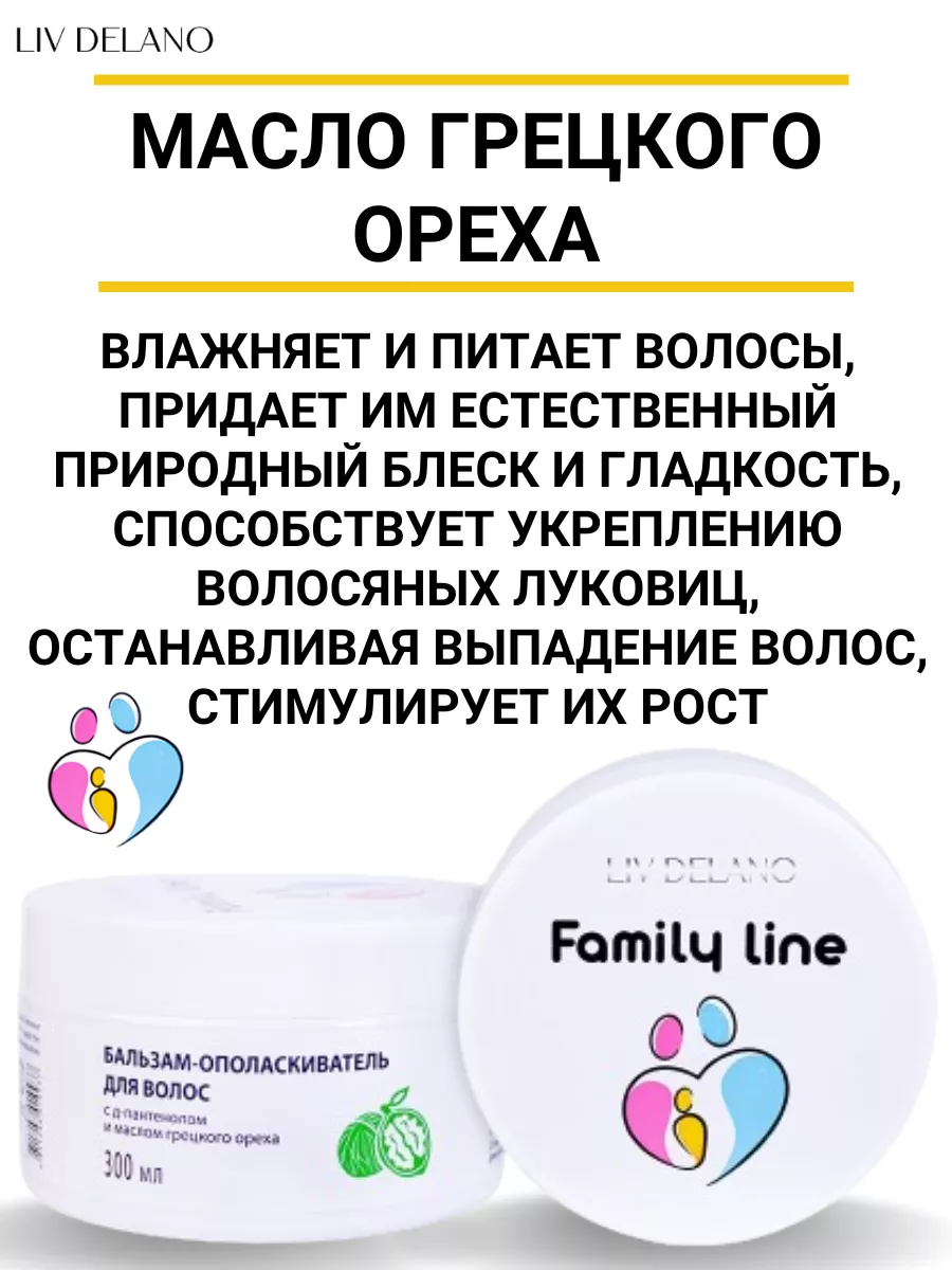 Бальзам ополаскиватель для волос с Д-пантенолом Family line Liv Delano  155751189 купить за 370 ₽ в интернет-магазине Wildberries