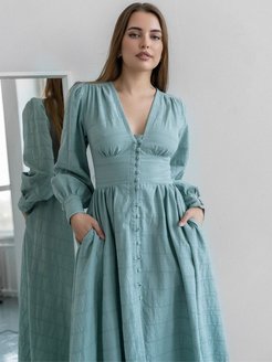 Платье женское праздничное миди с рукавом хлопковое Belle robe 155822027 купить за 6 776 ₽ в интернет-магазине Wildberries