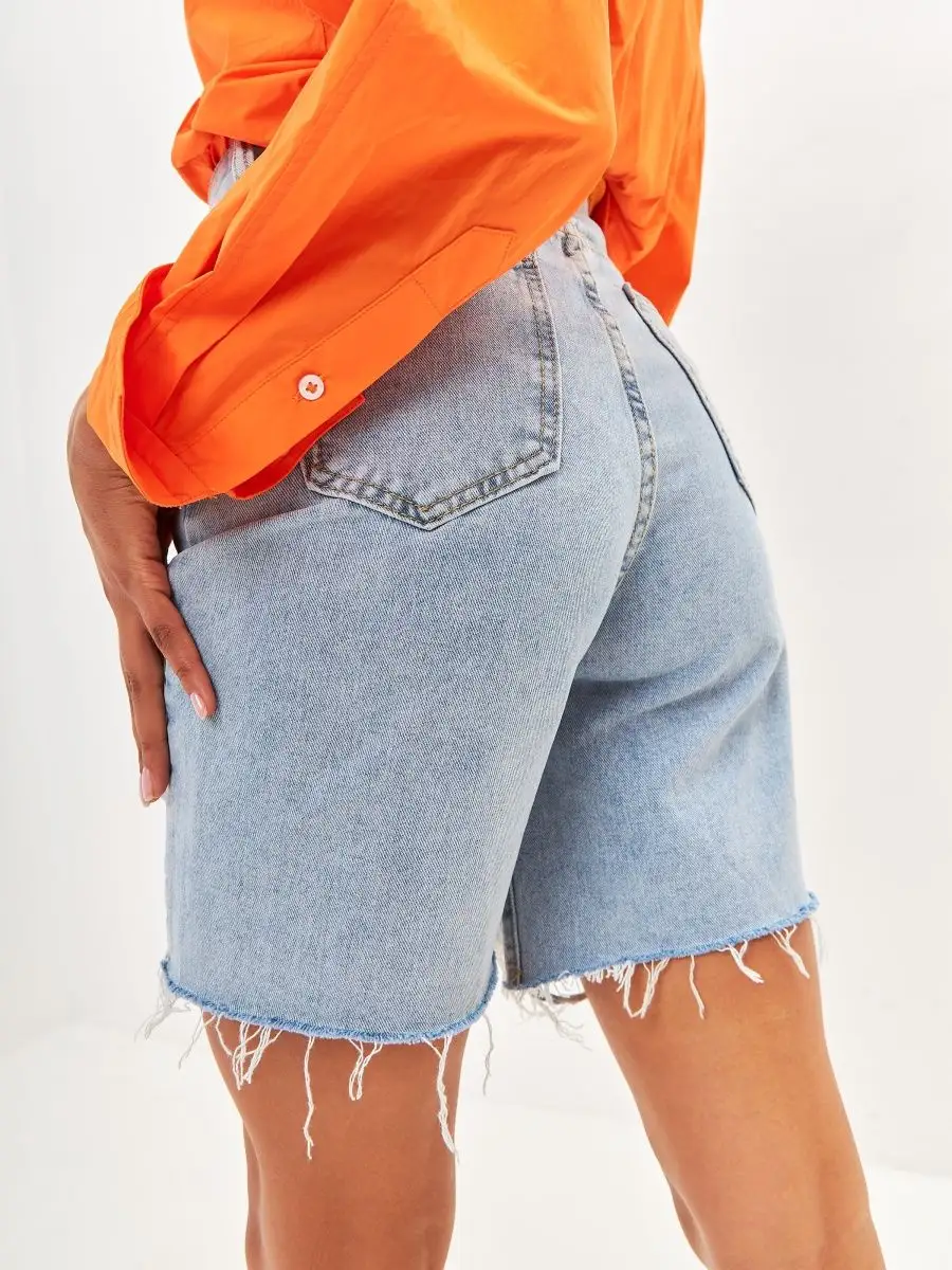 Шорты женские джинсовые рваные длинные свободные PUT IN DENIM 156031444купить за 588 ₽ в интернет-магазине Wildberries