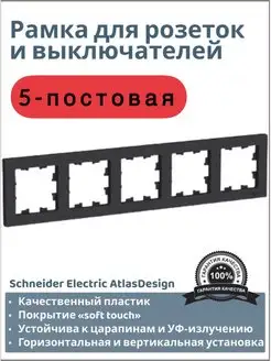 Рамка 5-постовая универсальная AtlasDesign карбон ATN001005