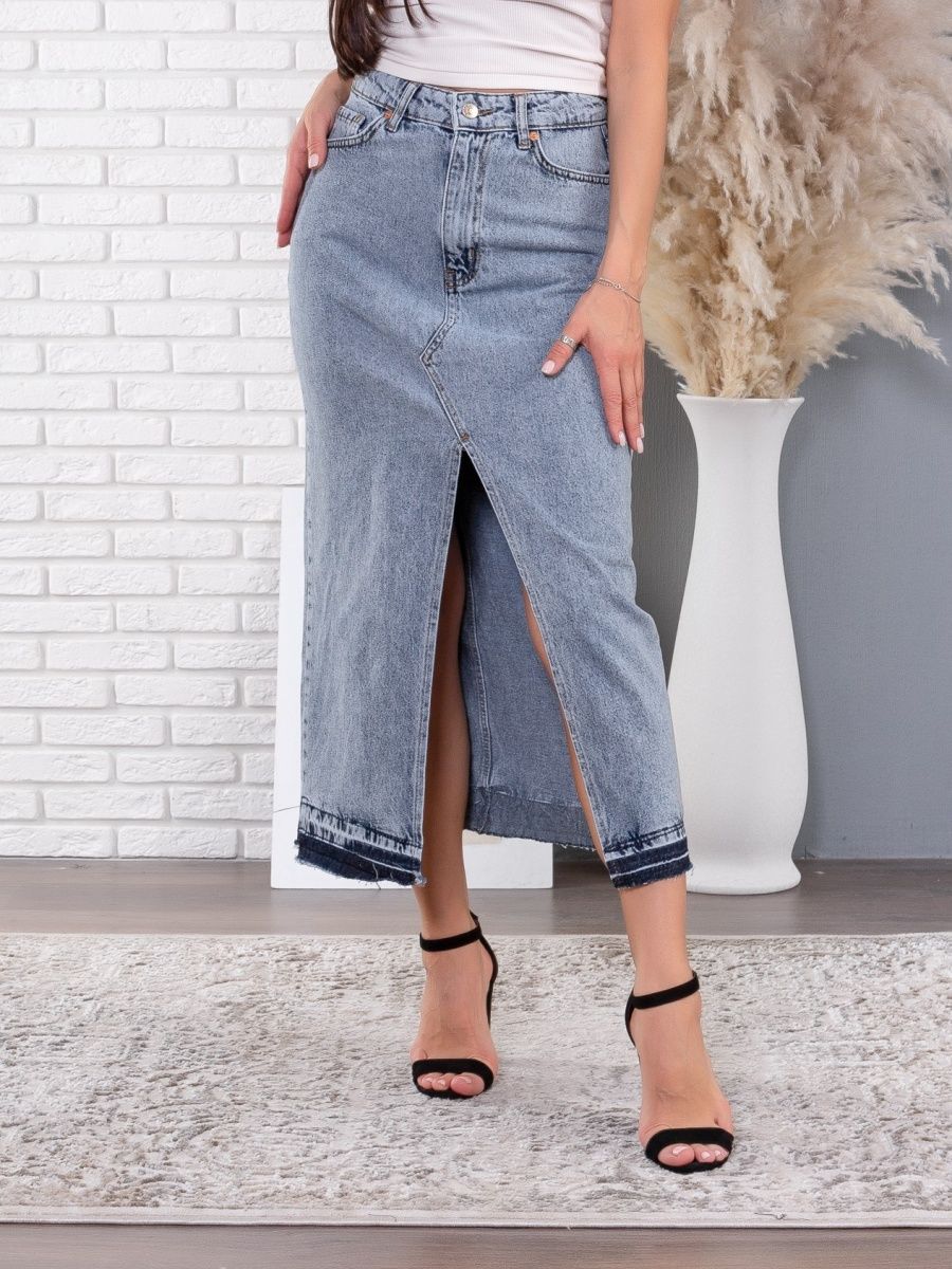 Юбка джинсовая облегающая длинная с разрезом Zara 158903303 купить винтернет-магазине Wildberries