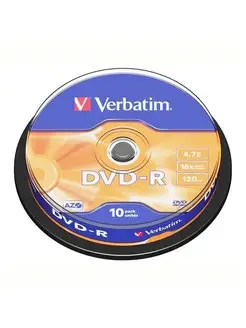 Диск для записи DVD-R 4,7Gb 16x Cake Box 10шт 43523