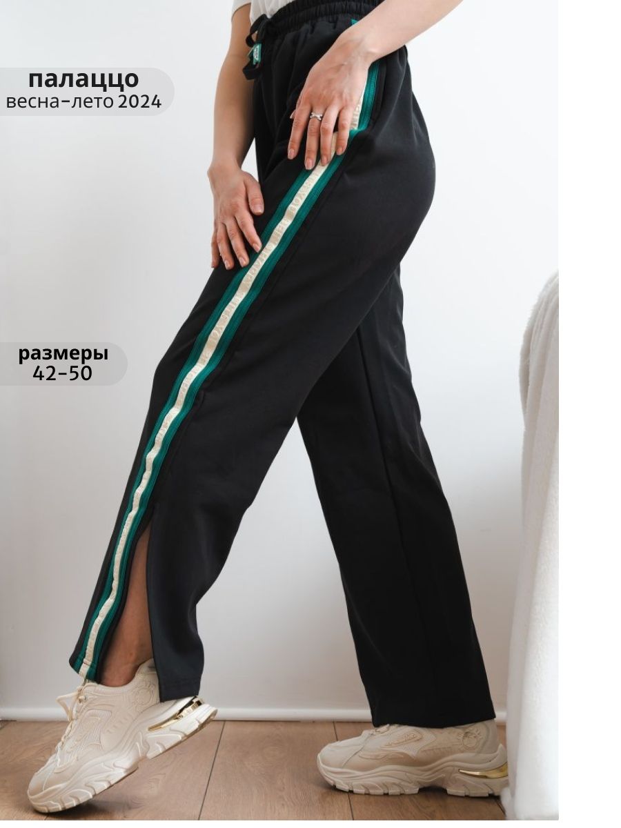 Широкие брюки спортивные женские с лампасами палаццо JLN 159136202 купить винтернет-магазине Wildberries