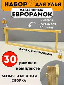 Евро рамка магазинная в улей дадан 30 шт дымарь