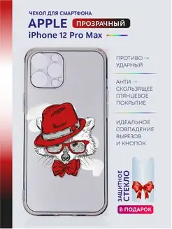 Чехол на iPhone 12 Pro Max прозрачный с принтом звери