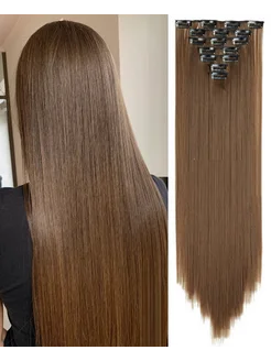 Накладные пряди прямые на заколках Русый