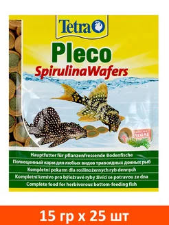 Корм Pleco Wafers травоядных донных рыб спирулина 15 г 25 шт