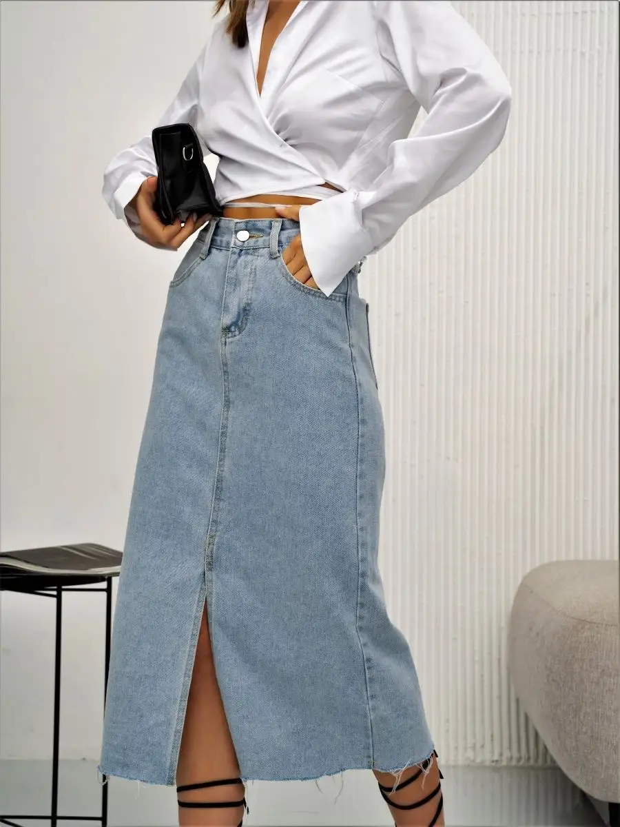 юбка джинсовая с разрезом