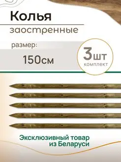 Колья садовые деревянные 1.5м, Ригель 6 см (3 шт) Таналит